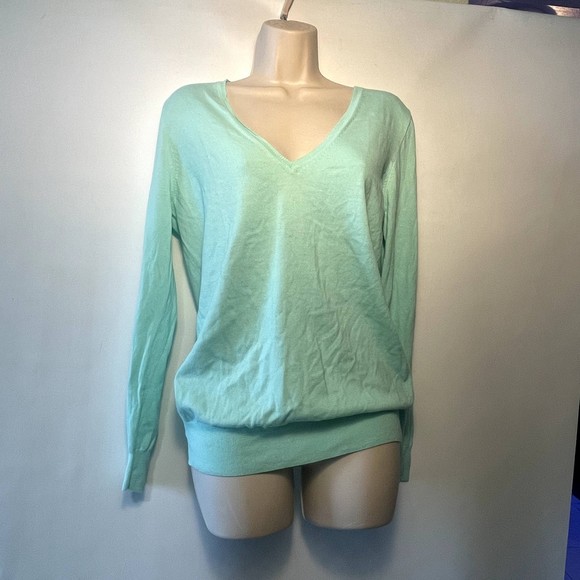 j crew teal/mint green v neck line sweater nwt long sleeve size m - Picture 11 of 13